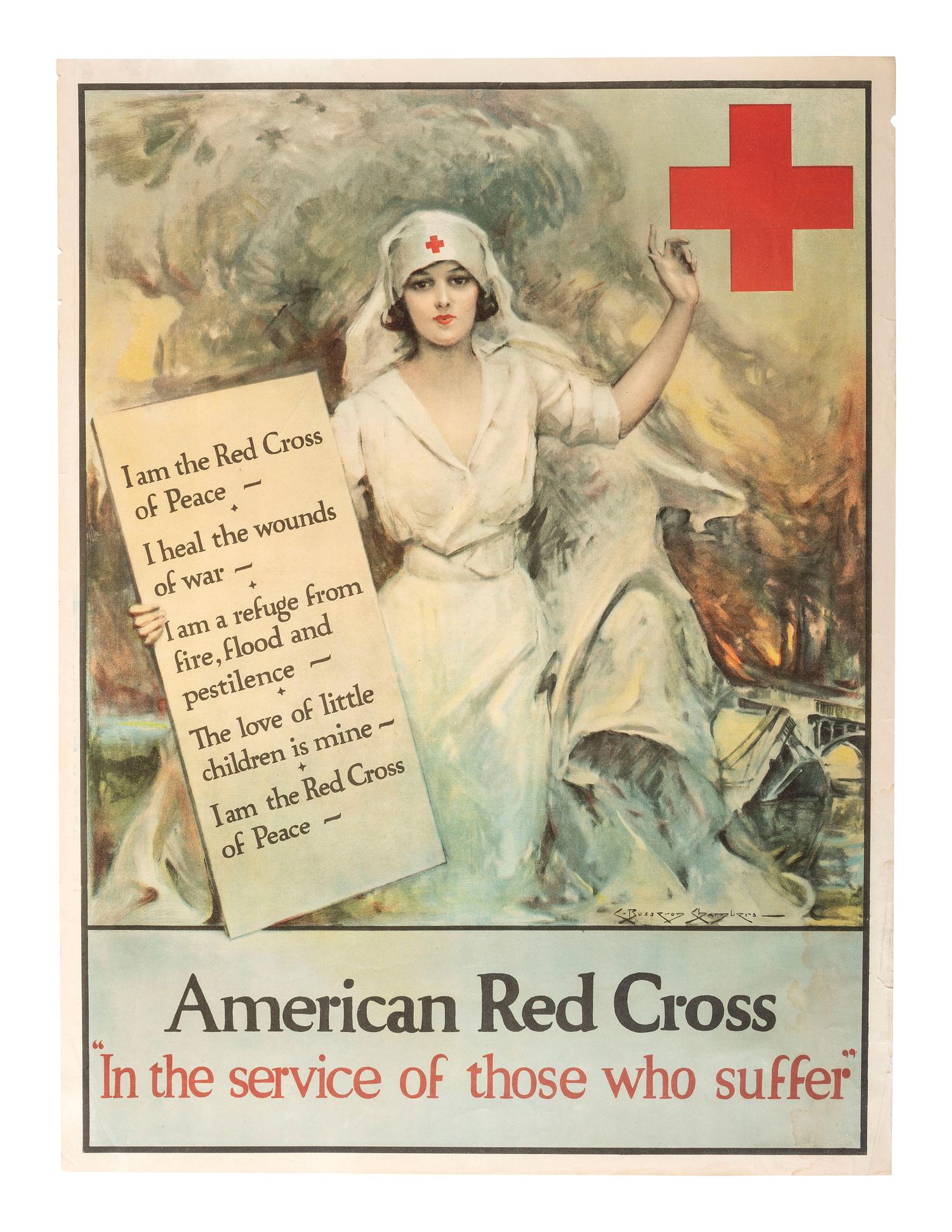 [AMERICAN RED CROSS]. BARTON, Clara (1821-1912). Autograph letter signed ("Clara Barton"). Oxford, MS, 15 January 1906. [ With :] WWI Red Cross poster, flag, and nurse's cap.
