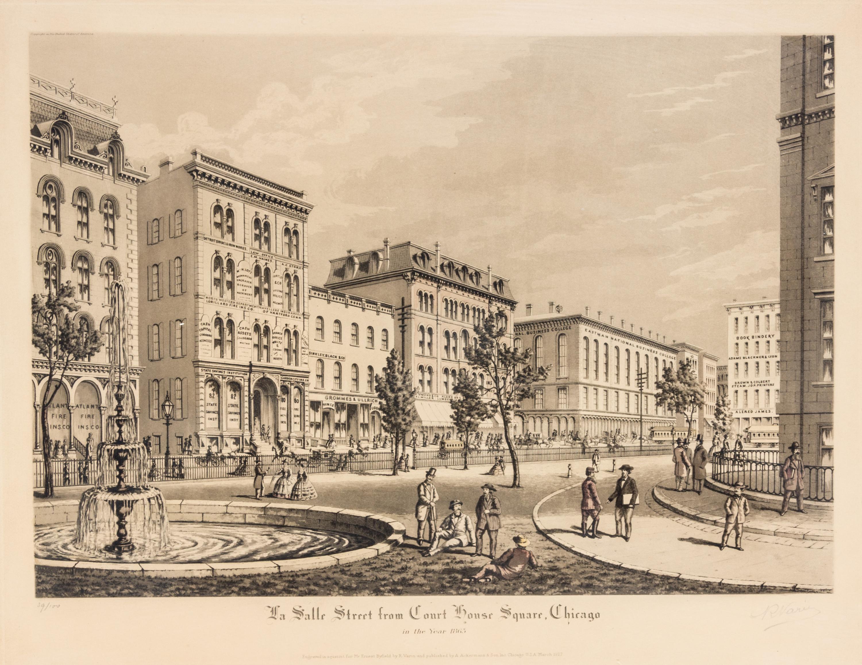 (CHICAGO) VARIN, RAUL. A group of 5 prints of Chicago, c. 1927-1931
