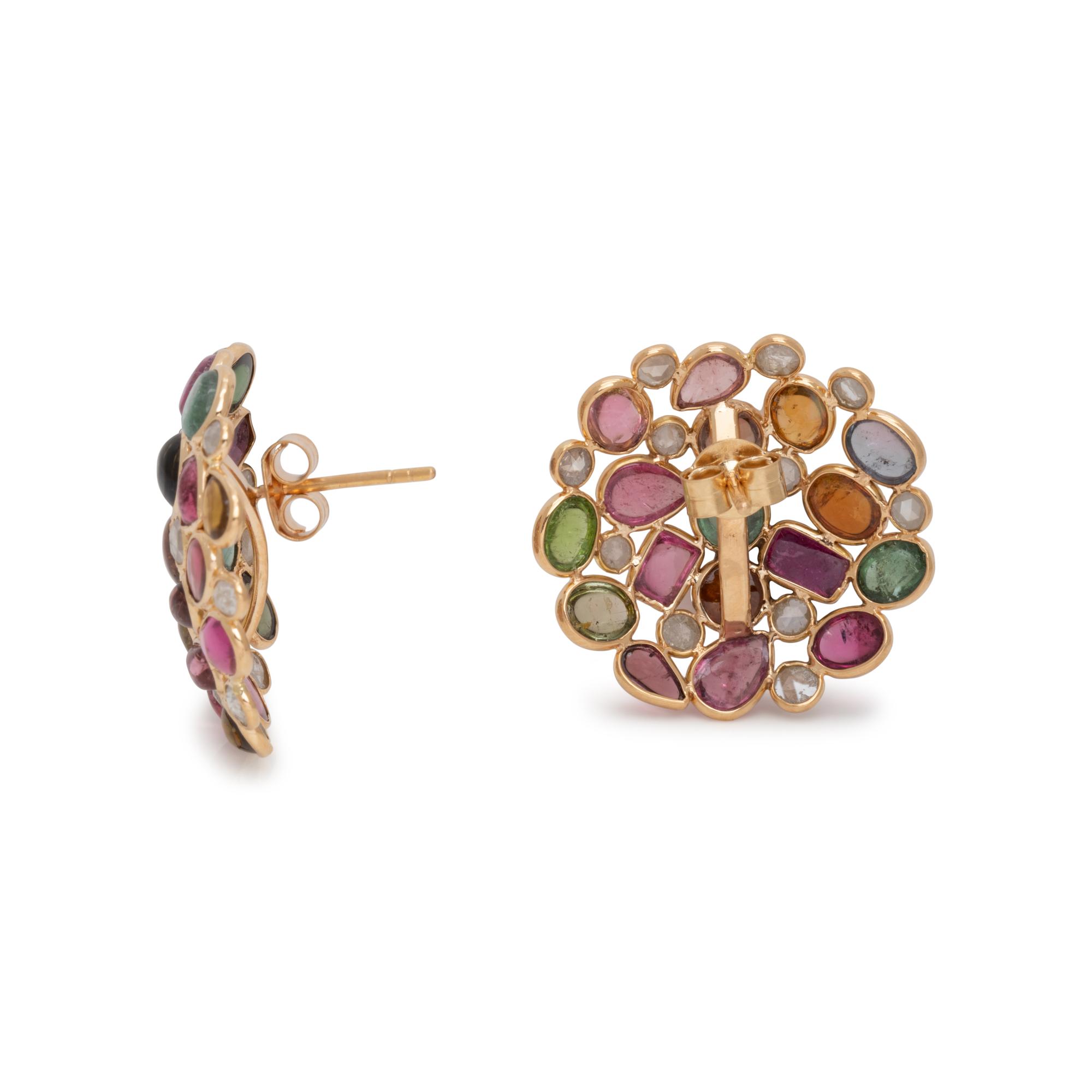 MULTICOLOR TOURMALINE AND DIAMOND EARRINGS