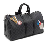 Louis Vuitton Limited Edition Keepall Bandoulière 45 in Damier Graphite Coated Canvas with Printed Travel "Stickers", LV League, Fall Winter 2017