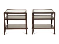 A Pair of Contemporary Glass Top Side Tables