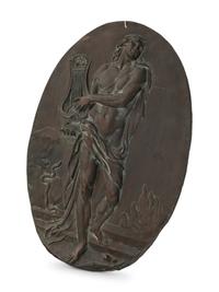 A French Bronze Relief Plaque Depicting Orpheus in Hades