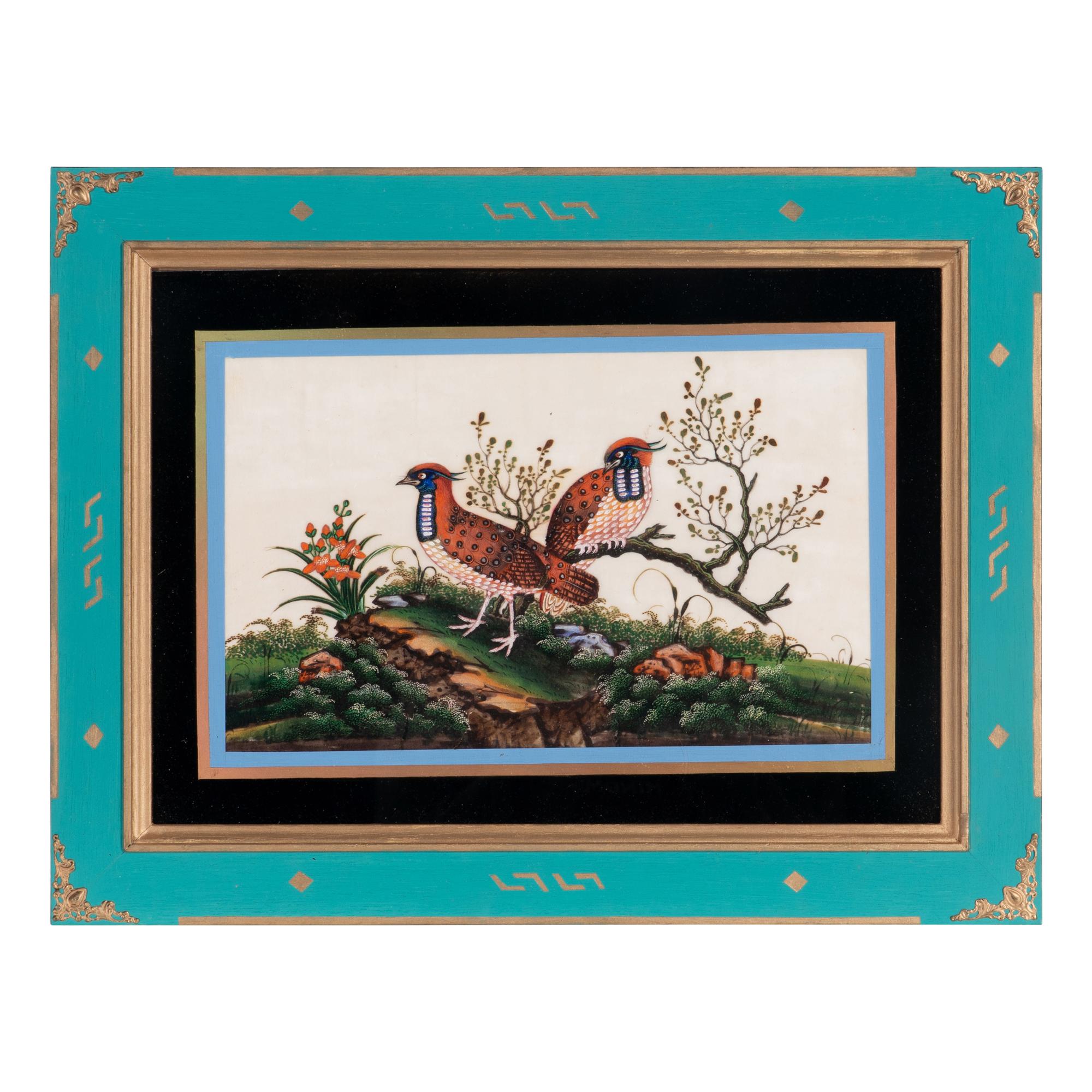 A Set of Twelve Chinese Export Watercolor and Pith Paintings of Exotic Birds