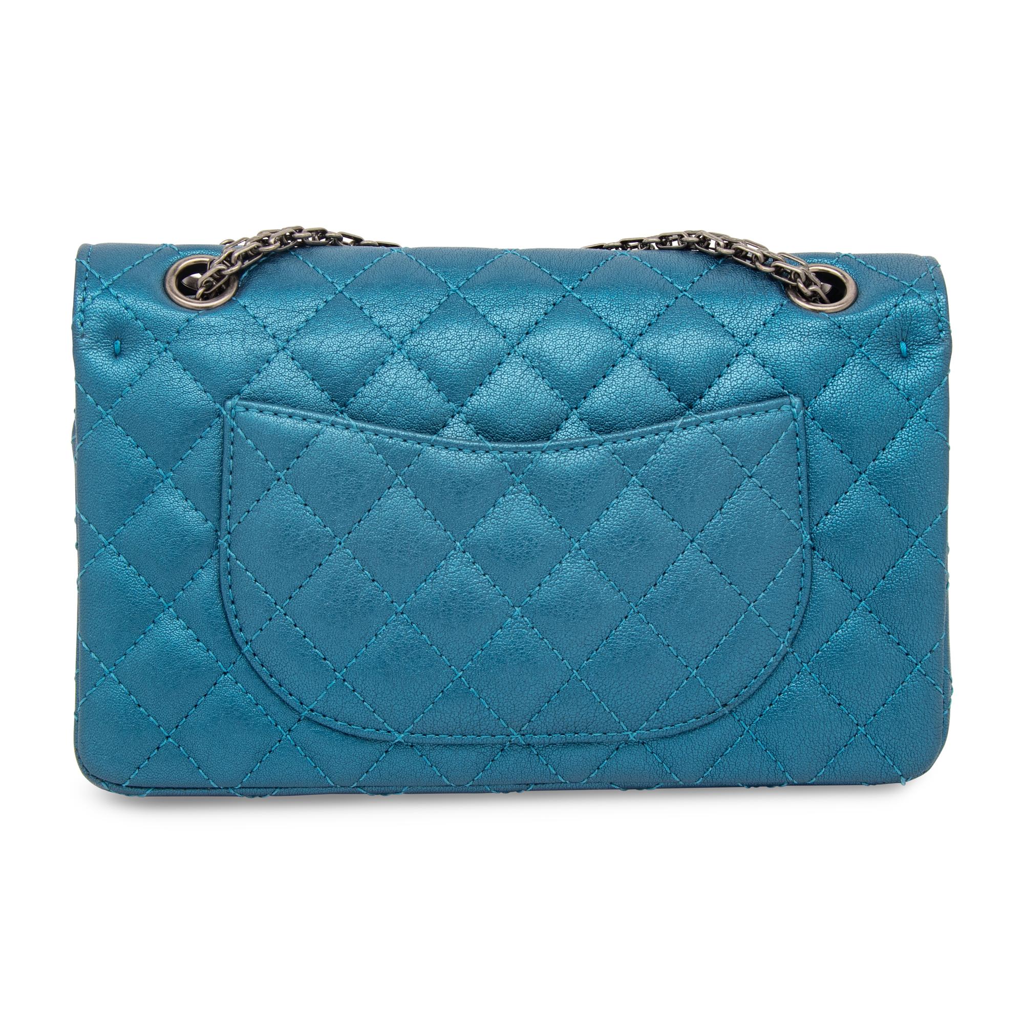 CHANEL, METALLIC BLUE 2.55 REISSUE FLAP BAG