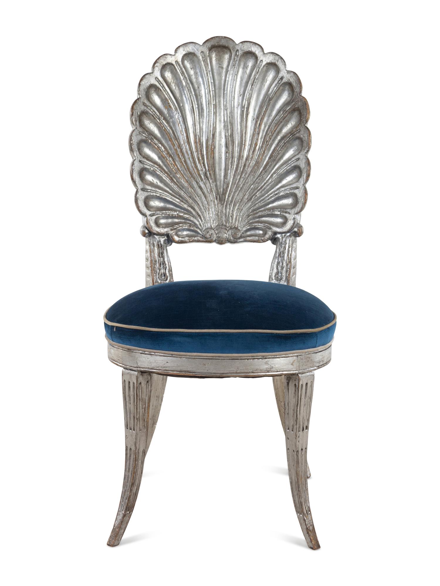 An Italian Silvered Shell-Back Armchair
