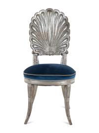An Italian Silvered Shell-Back Armchair