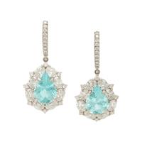 Paraiba-Type Tourmaline and Diamond Earrings