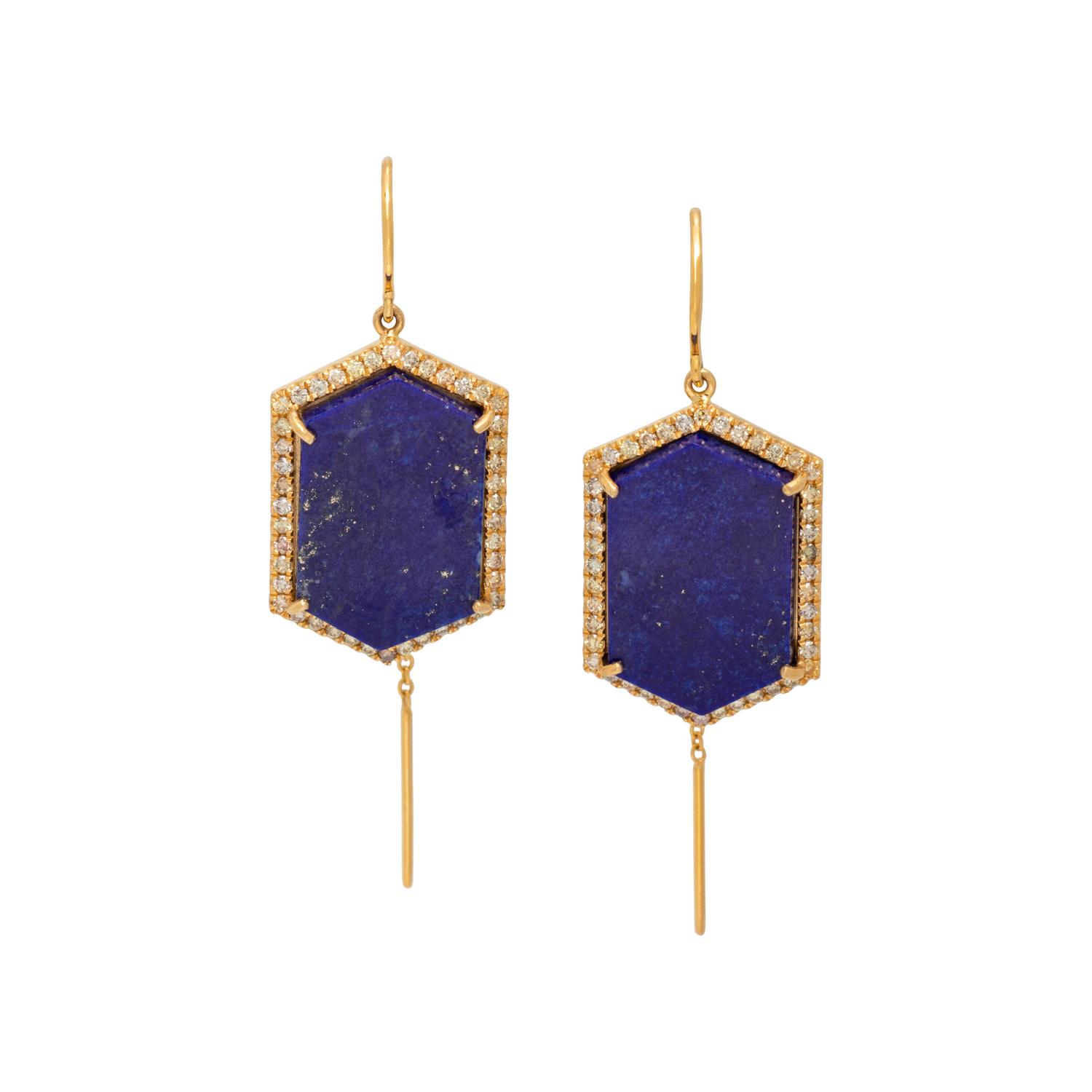 LAPIS LAZULI AND DIAMOND EARRINGS