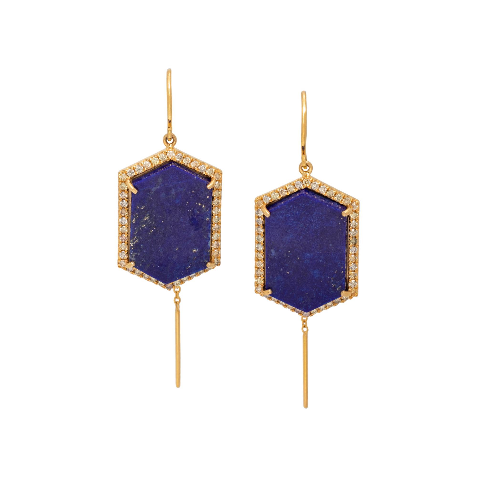 LAPIS LAZULI AND DIAMOND EARRINGS