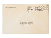 JOHNSON, Lyndon B. (1908-1973). Typed letter signed (“Lyndon”), as Vice President, to William J. McManus. Washington D.C., 28 April 1963. 1 page, 8vo, on Vice President stationary, with envelope, toning, adhesive residue to upper and lower margins.