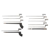 Group of Nine 19th Century US Socket Bayonets & 3 Scabbards: (5) M1855, (1) M1835 Replacement & (3) US M1816/22/27