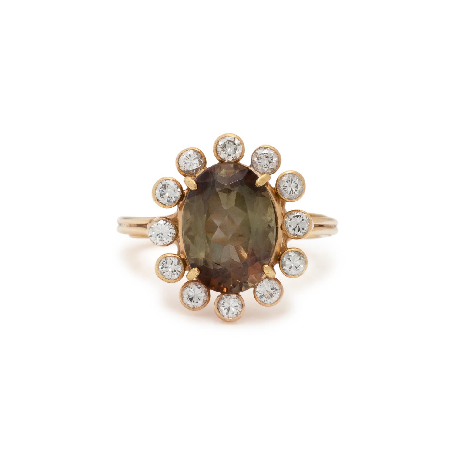 ANDALUSITE AND DIAMOND RING