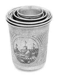 A Group of Nine Russian Silver Tumblers
