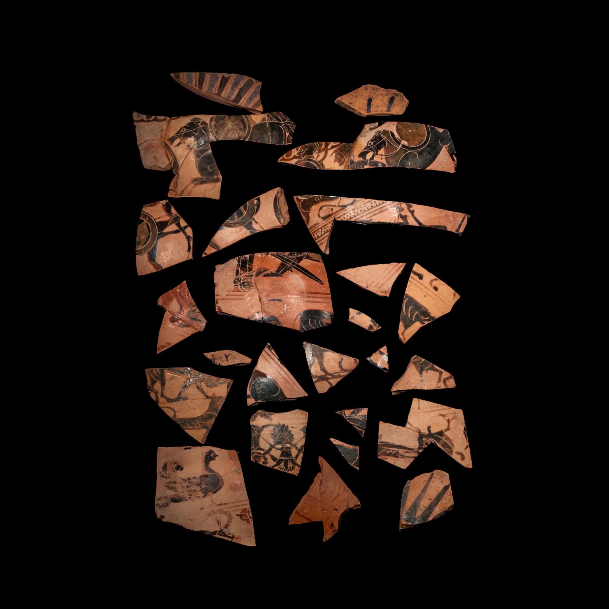 36 Attic Black-Figured Tyrrhenian Amphora Fragments