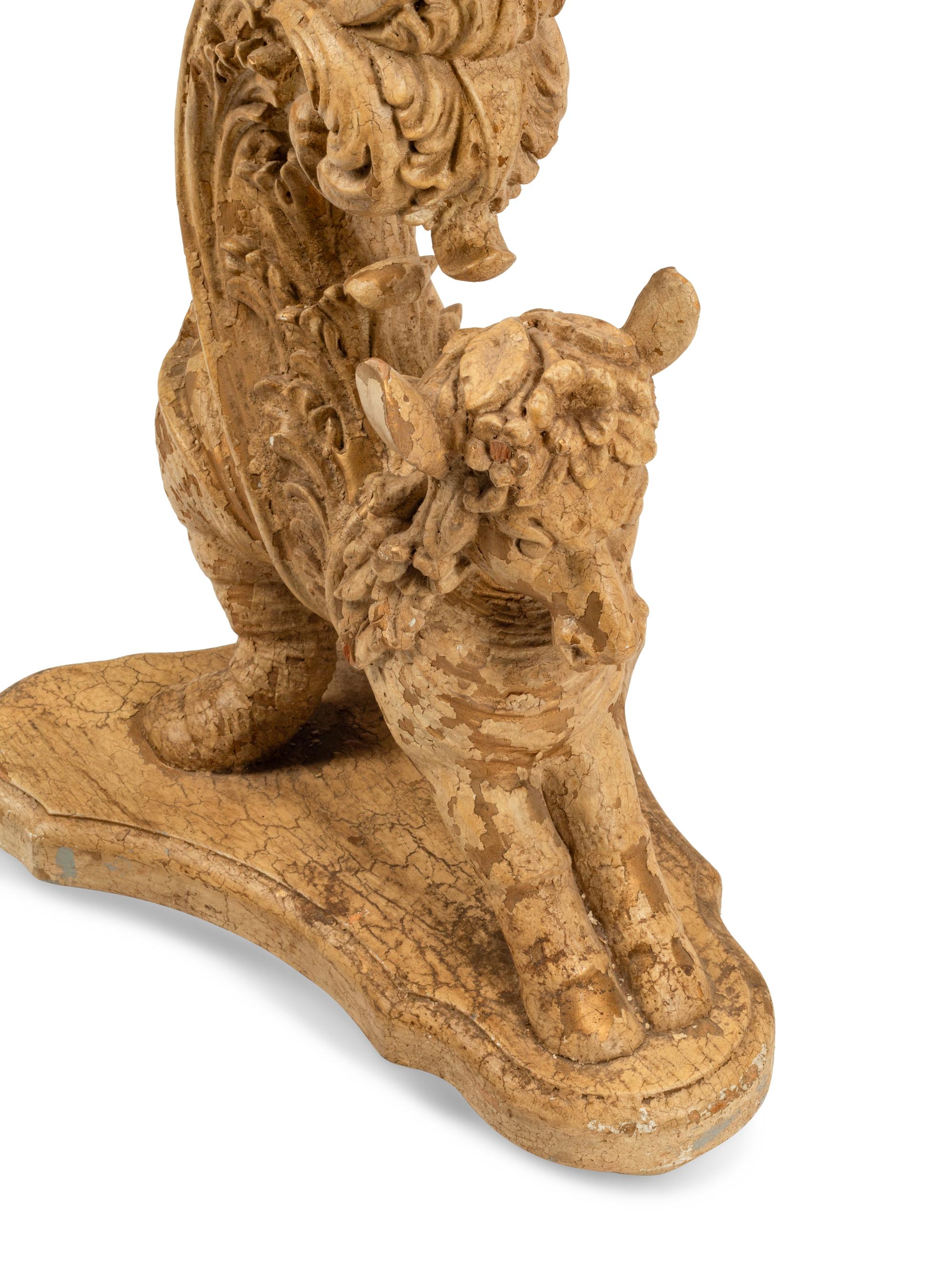 A Venetian Painted Carved Wood Pedestal