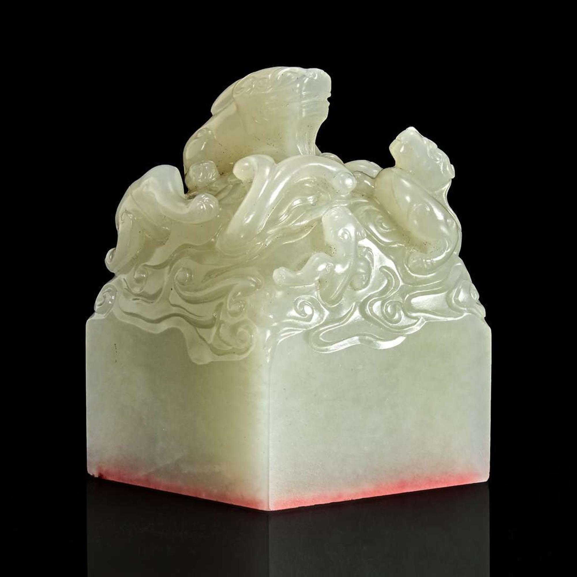 An important Imperial pale celadon-white jade "Taishang Huangdi zhi bao" seal ????“??????“?? Circa ? 1795