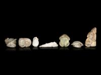 Seven Chinese Jade Carvings of Fruits