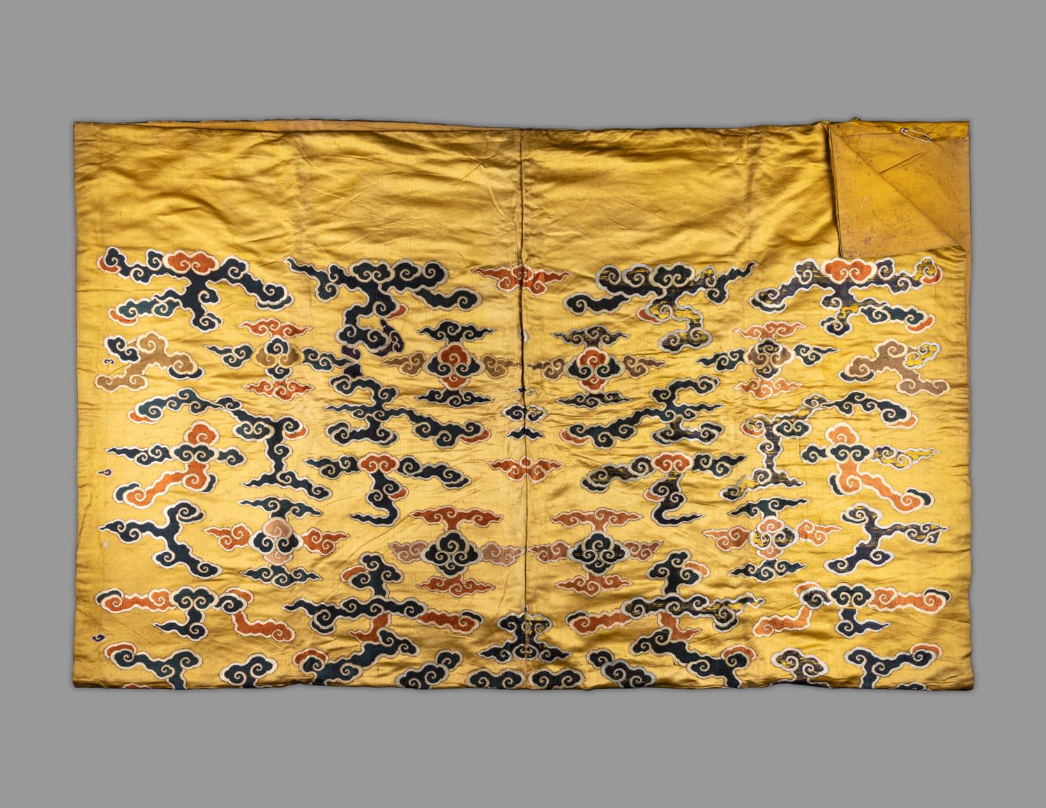 A Chinese Yellow Ground Silk Brocade Panel
