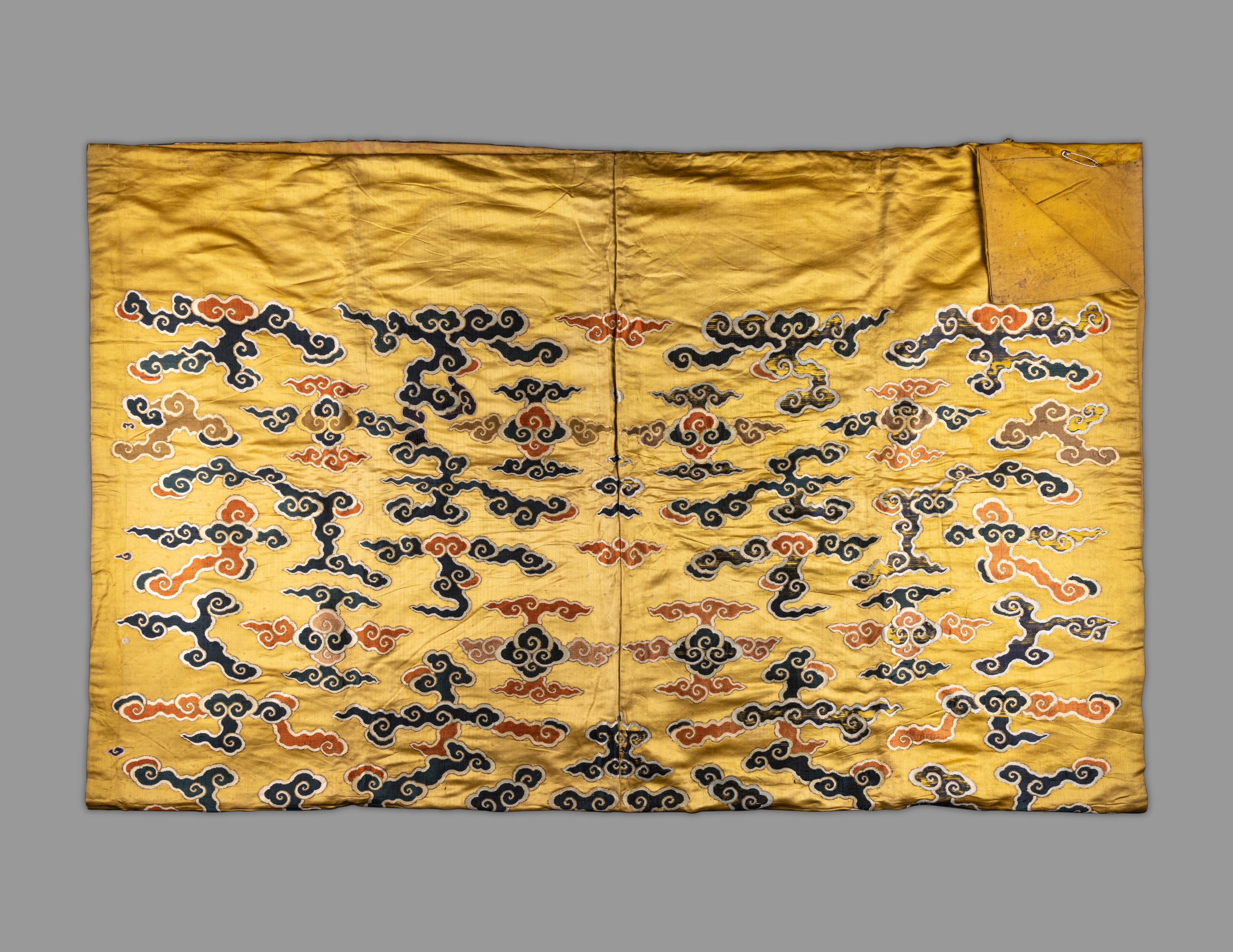 A Chinese Yellow Ground Silk Brocade Panel