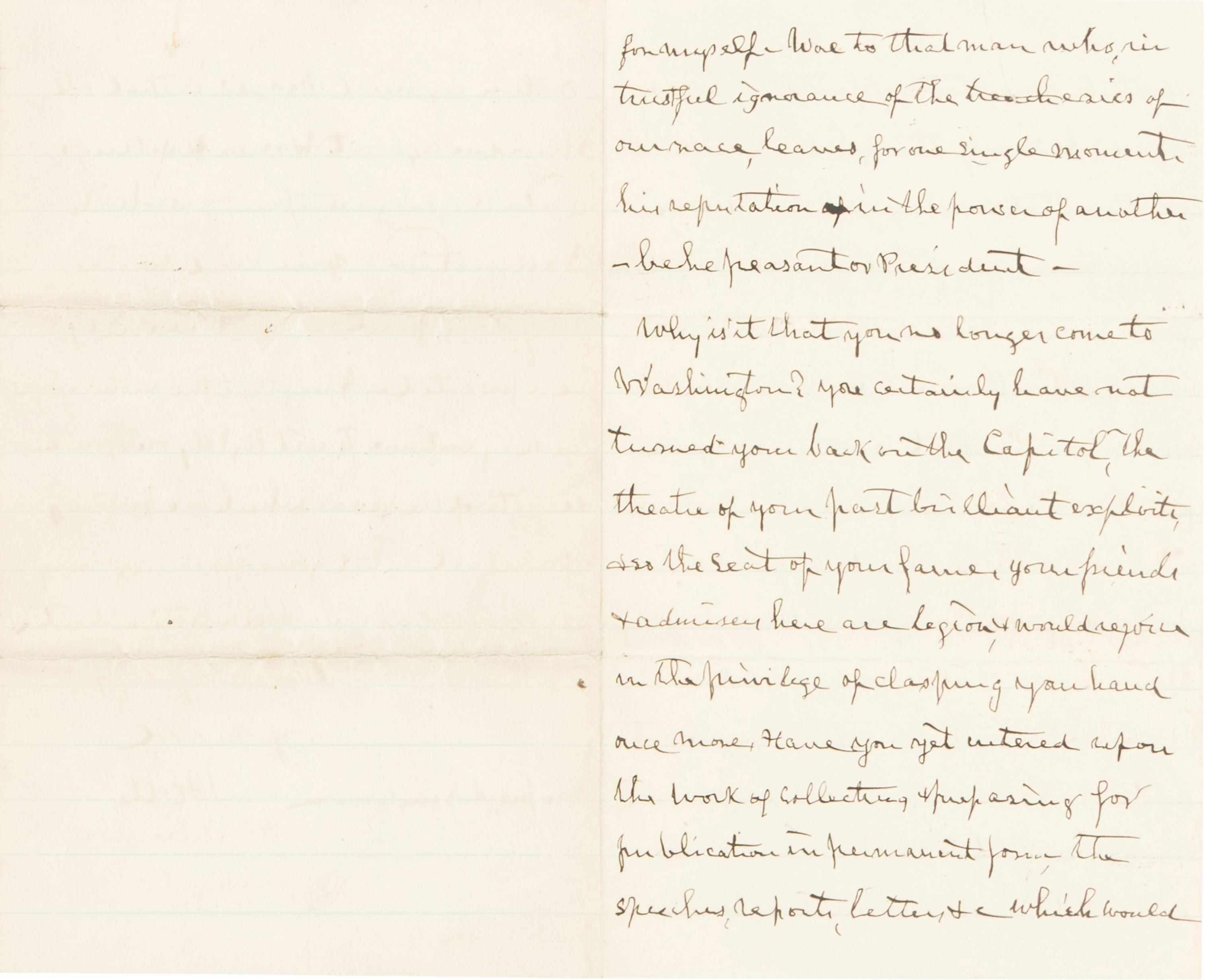 HOLT, Joseph (1807-1894). Autograph letter, signed ("J. Holt") to former assistant John A. Bingham. Washington, D.C., 8 August 1888.