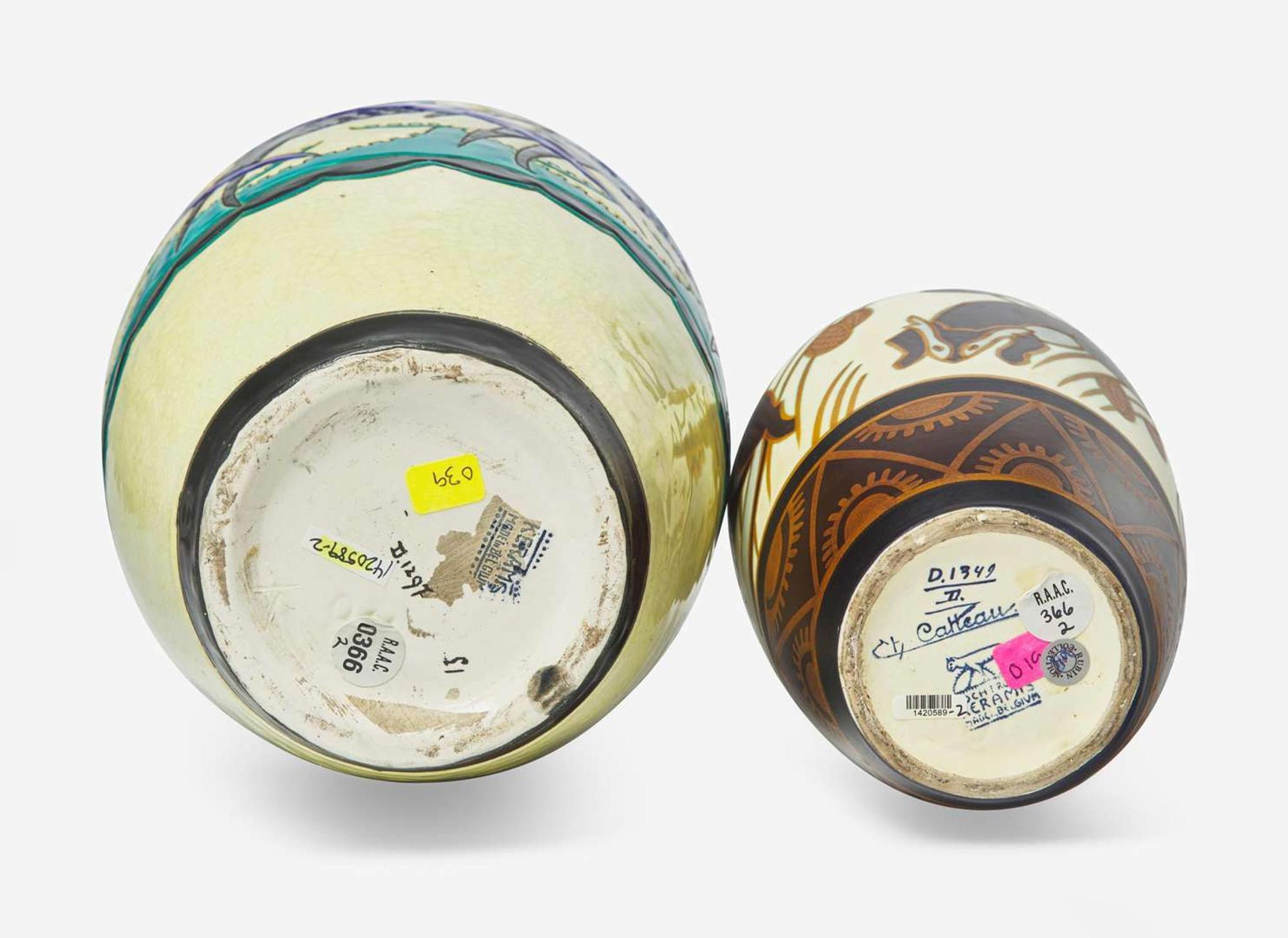 Charles Catteau for Boch Frères, Two Keramis Vases