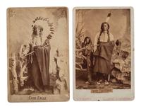 BARRY, David F. (1854-1934), photographer. A group of 5 cabinet cards of Slow White Buffalo, Crow Eagle, Iron Thunder, and Fool Thunder.