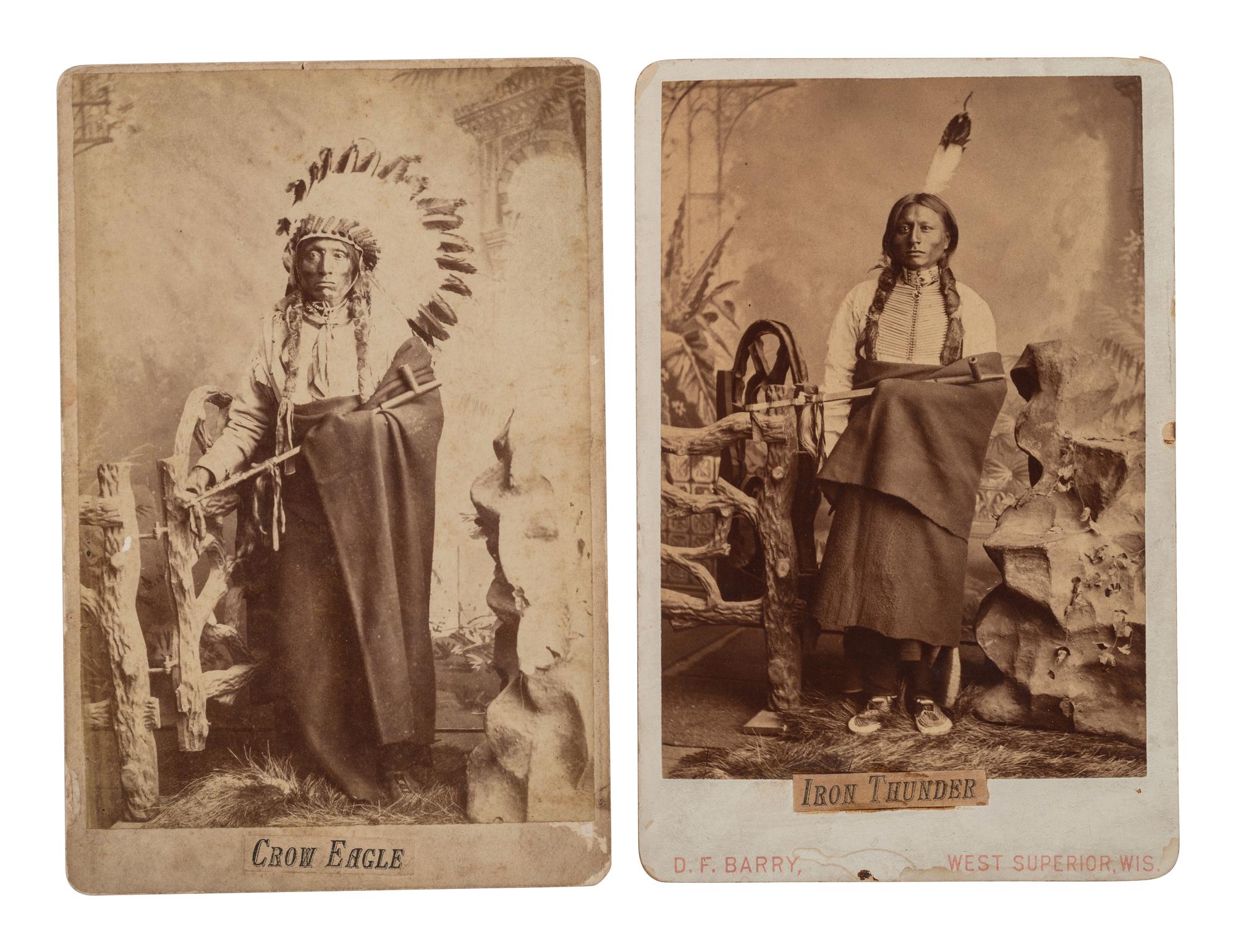 BARRY, David F. (1854-1934), photographer. A group of 5 cabinet cards of Slow White Buffalo, Crow Eagle, Iron Thunder, and Fool Thunder.