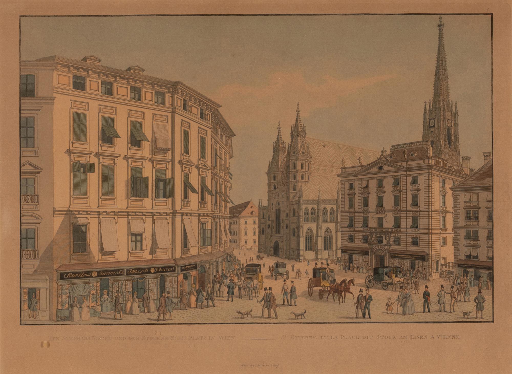 A Set of Three Austrian Hand Colored Engravings (19th Century)