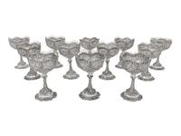 A Set of Twelve German Silver Wine Stems