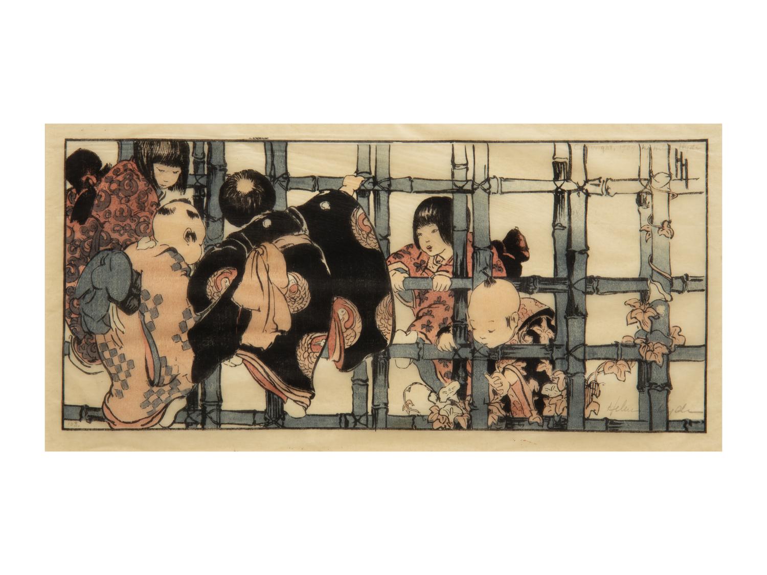 A Group of Four Woodcuts by Helen Hyde (American, 1868-1919)
