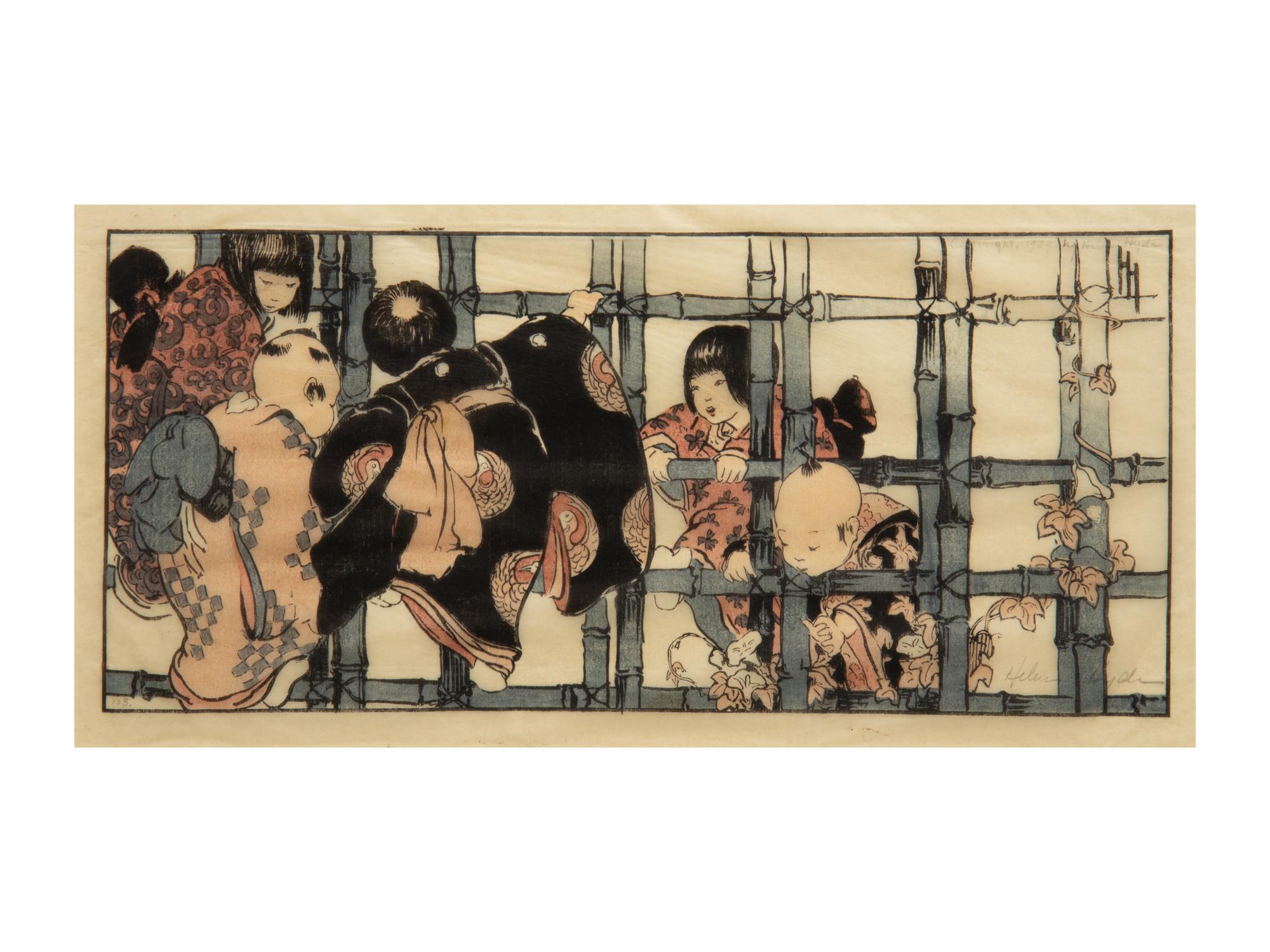 A Group of Four Woodcuts by Helen Hyde (American, 1868-1919)
