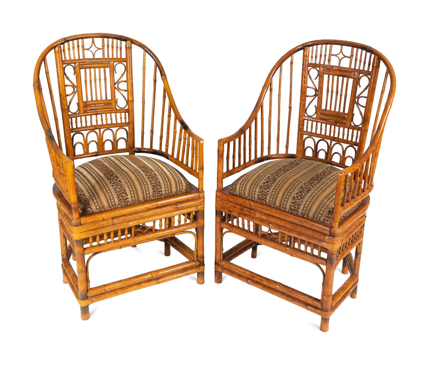 A Pair of Brighton Pavillion Style Bamboo Armchairs — EARLY 20TH CENTURY