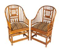 A Pair of Brighton Pavillion Style Bamboo Armchairs — EARLY 20TH CENTURY