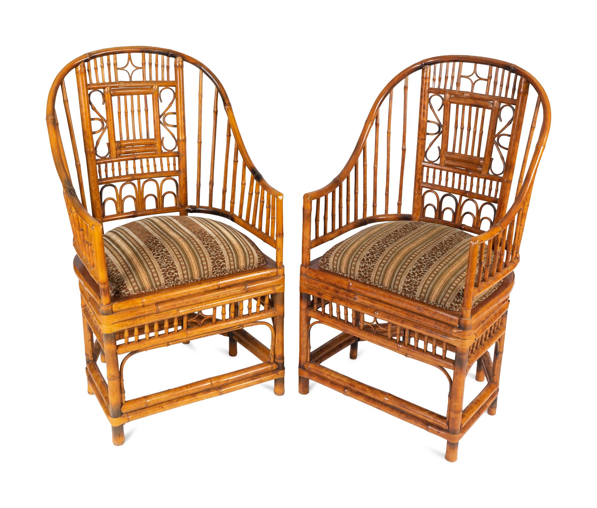 A Pair of Brighton Pavillion Style Bamboo Armchairs — EARLY 20TH CENTURY