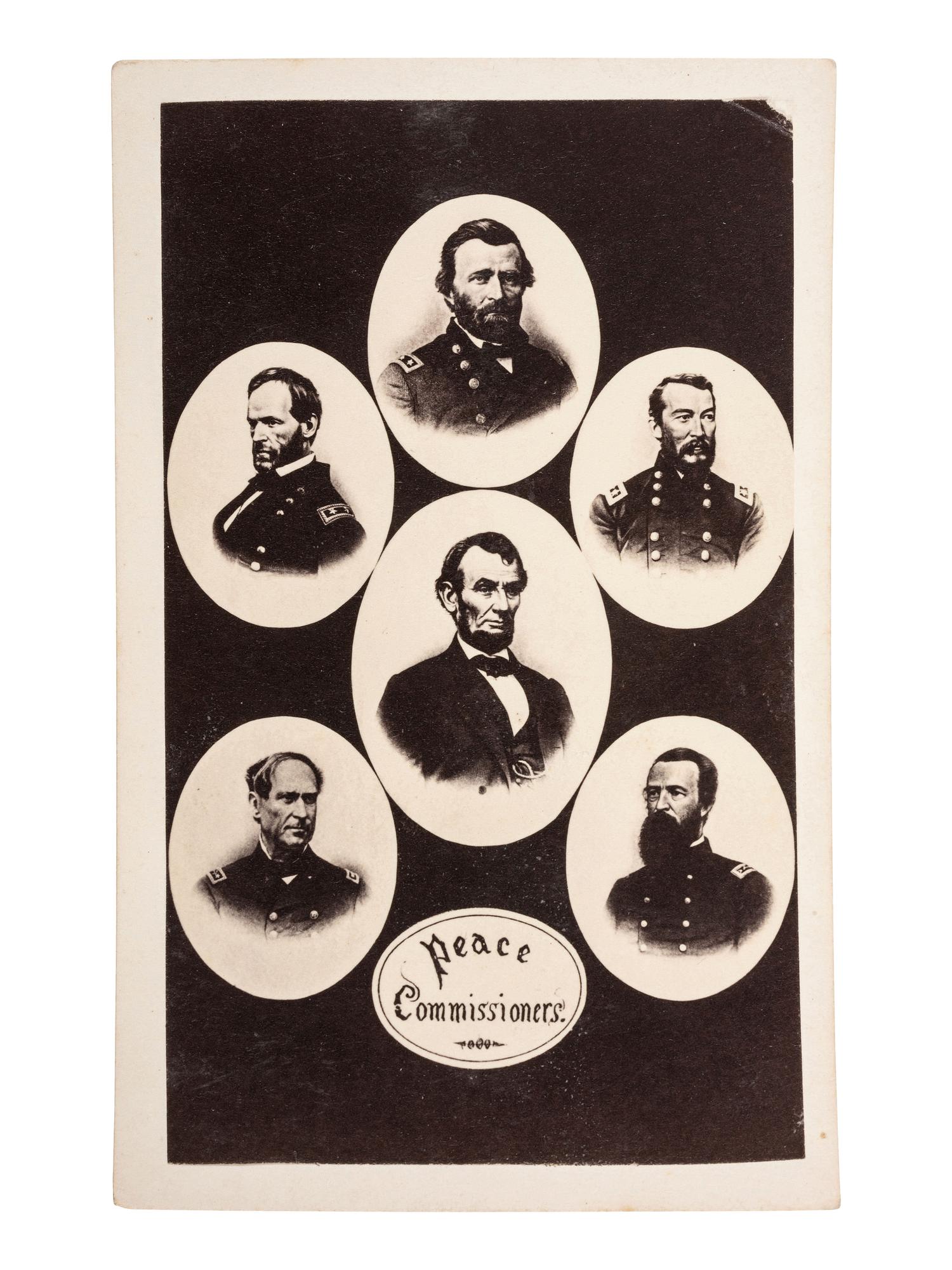 [LINCOLNIANA]. A group of engraved CDVs featuring Abraham Lincoln, Ulysses S. Grant, and families.