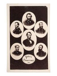 [LINCOLNIANA]. A group of engraved CDVs featuring Abraham Lincoln, Ulysses S. Grant, and families.