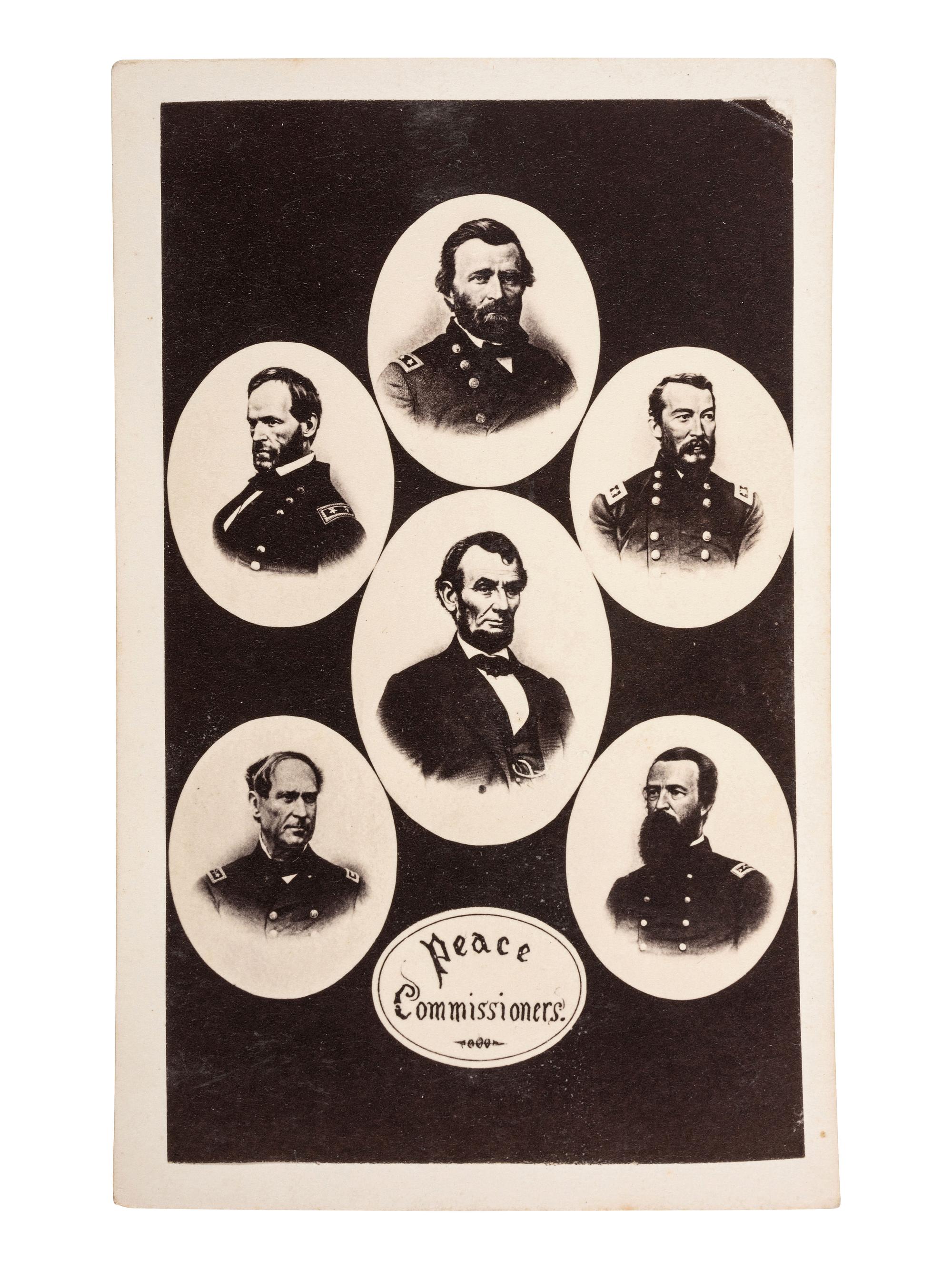 [LINCOLNIANA]. A group of engraved CDVs featuring Abraham Lincoln, Ulysses S. Grant, and families.