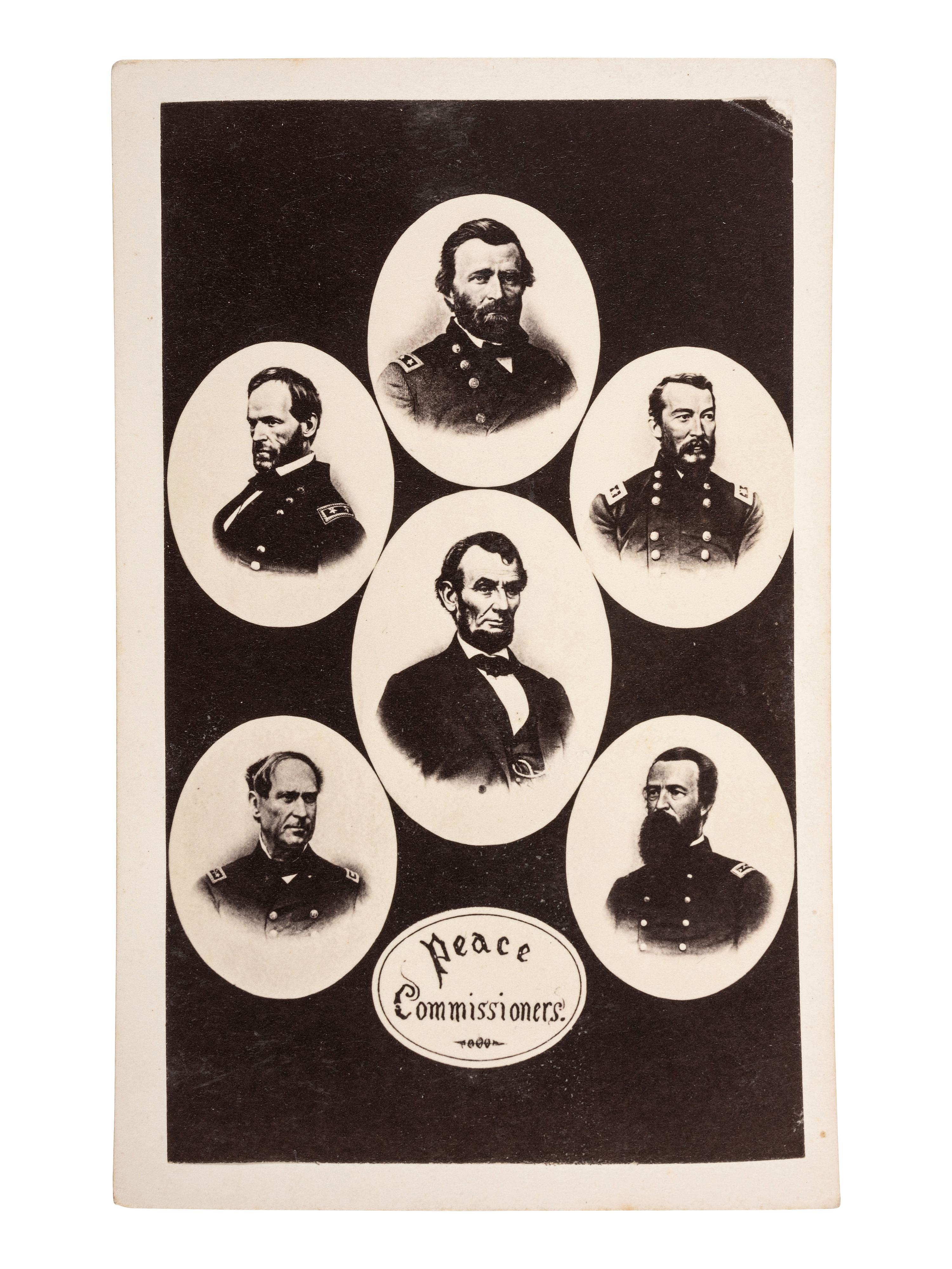 [LINCOLNIANA]. A group of engraved CDVs featuring Abraham Lincoln, Ulysses S. Grant, and families.