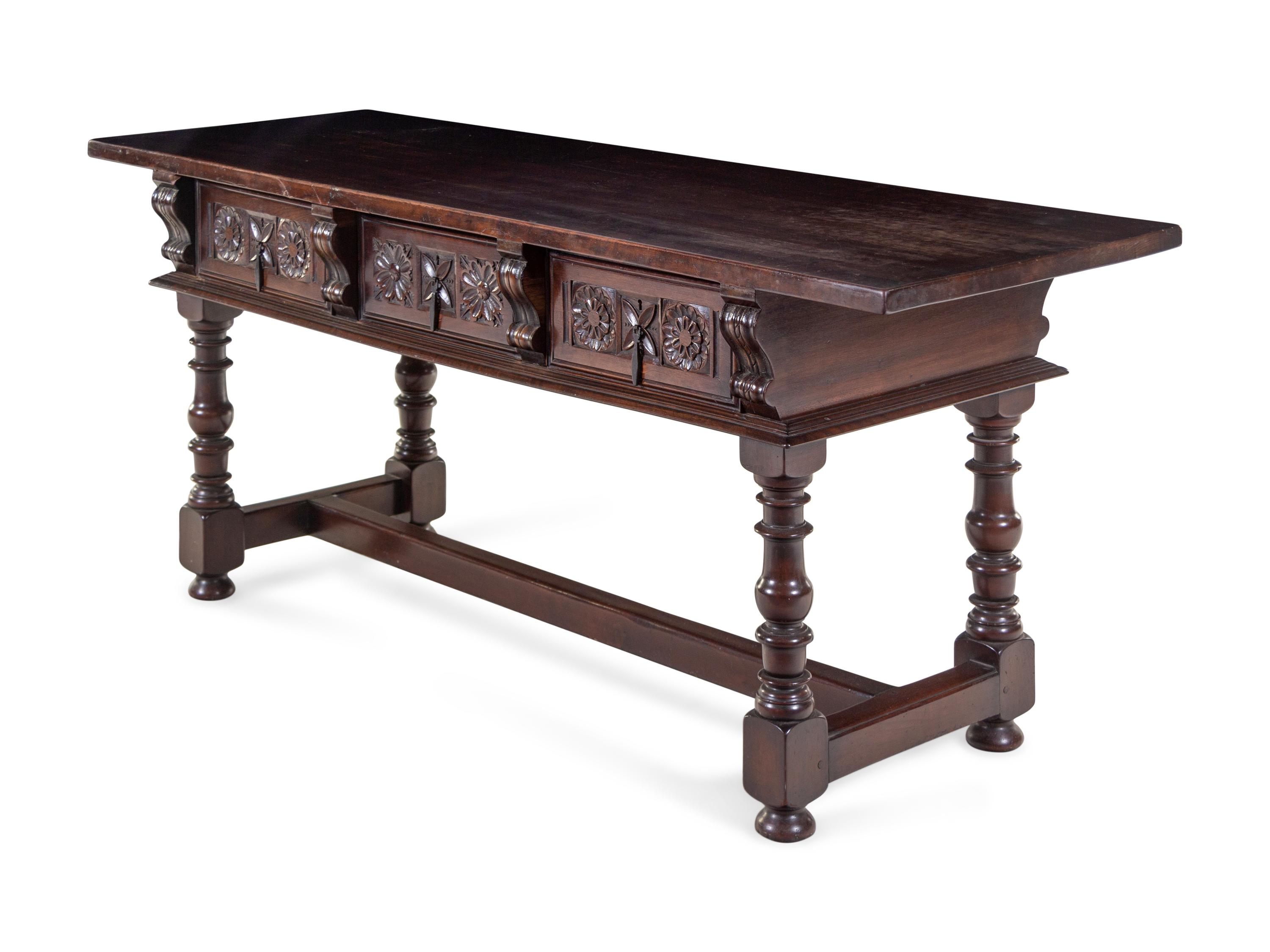 A Spanish or Italian Baroque Style Walnut Sideboard