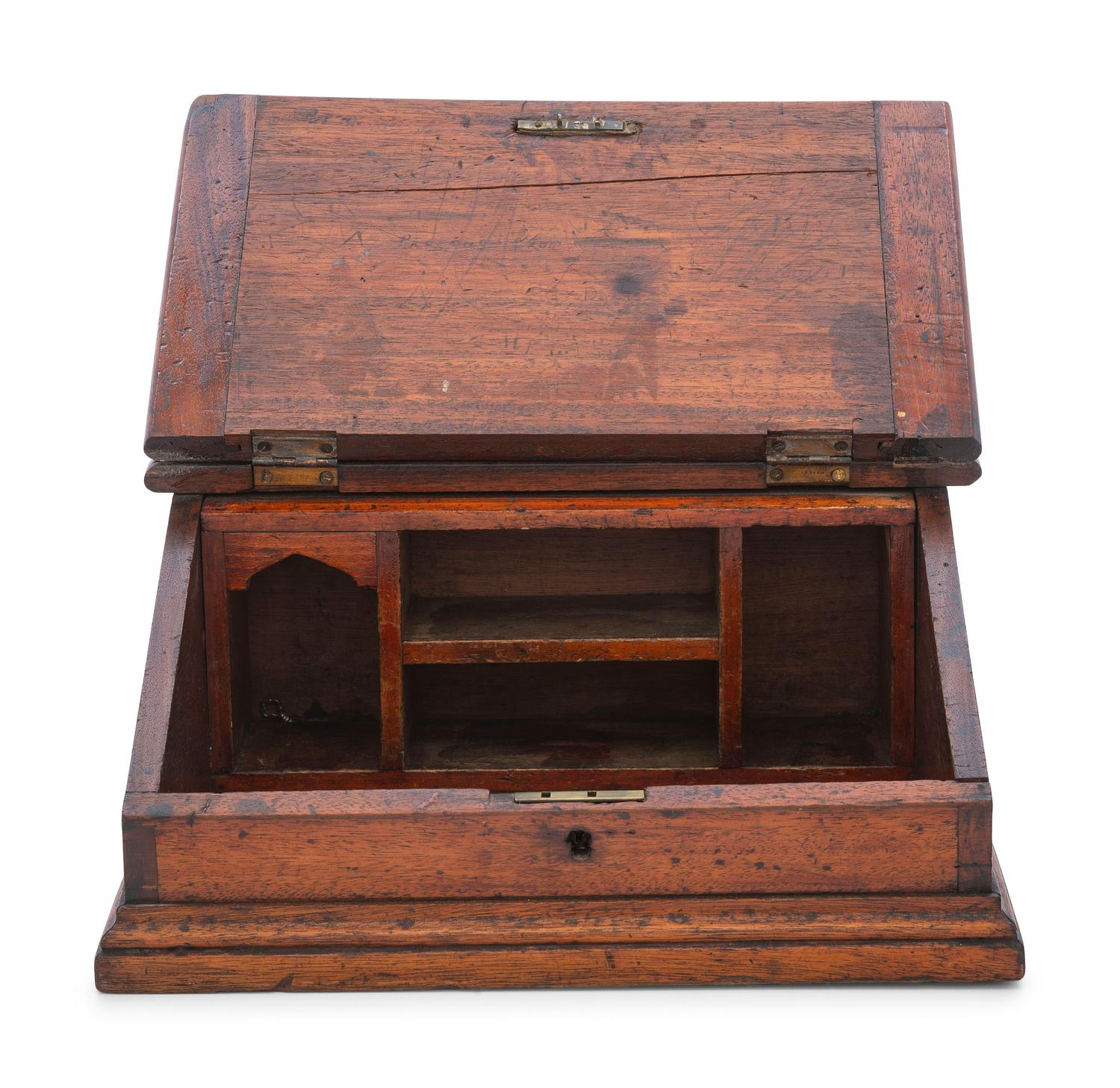 A Hinged-Top Bookstand and Document Box in Mixed Woods