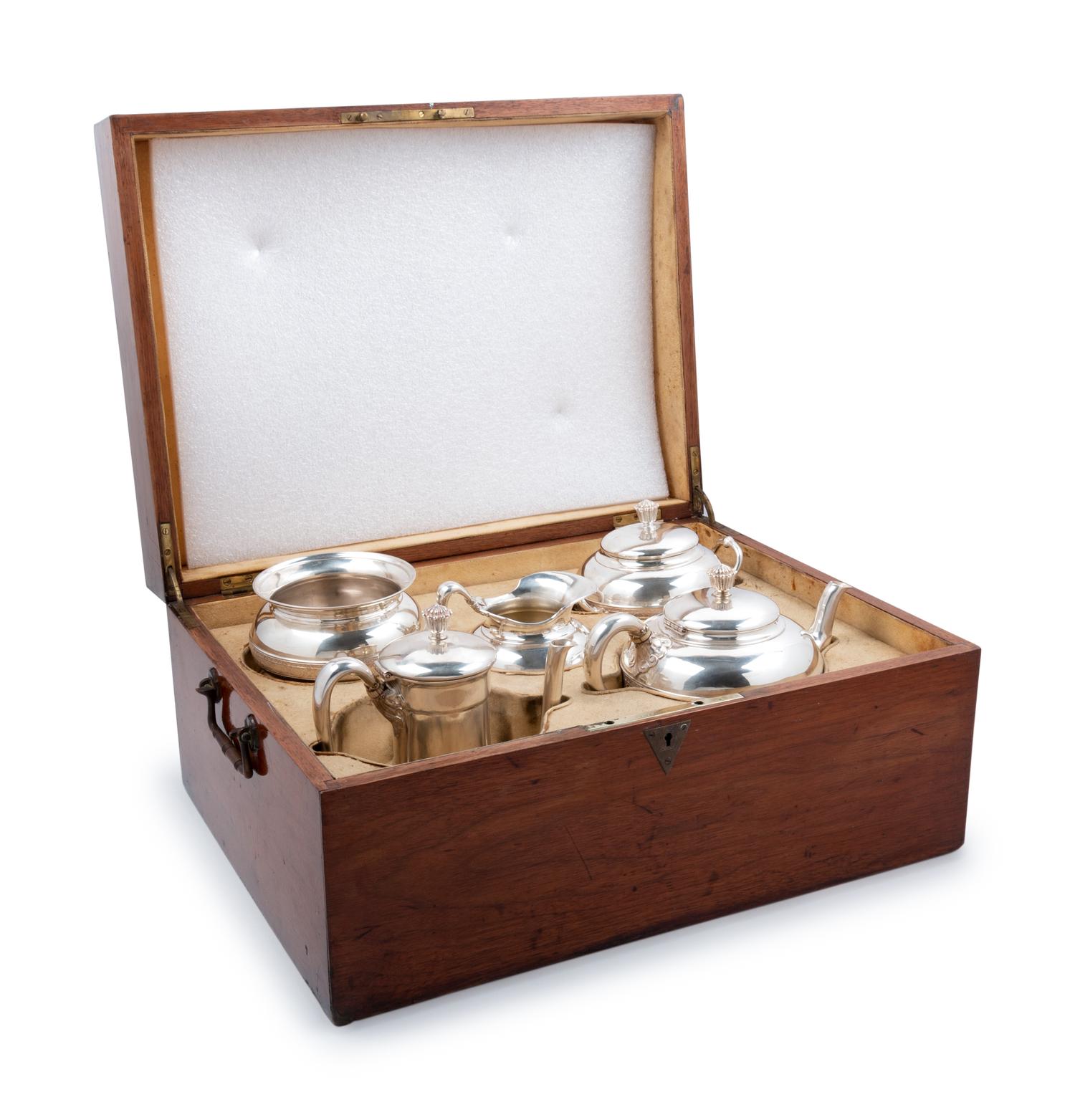 A Tiffany & Co. Silver Five-Piece Tea and Coffee Service with Retail Case
