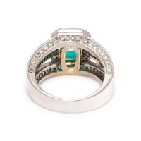 SYNTHETIC EMERALD AND DIAMOND RING