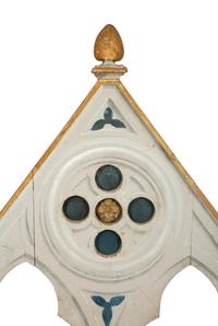 A Neo-Gothic Trompe l'oeil Painted and Parcel Gilt Hall Bench