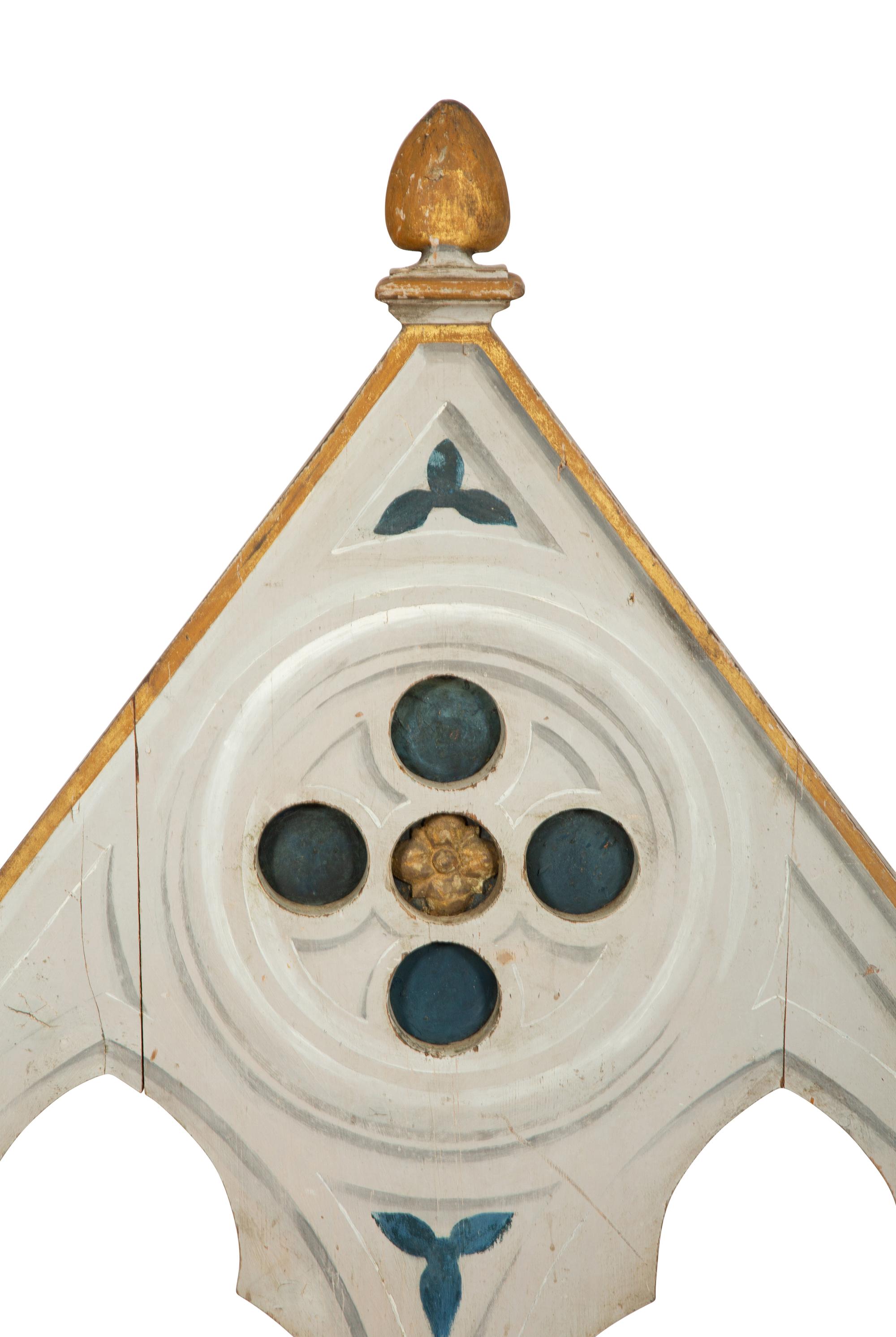 A Neo-Gothic Trompe l'oeil Painted and Parcel Gilt Hall Bench