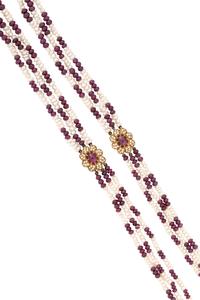 RUBY, PEARL AND DIAMOND NECKLACE