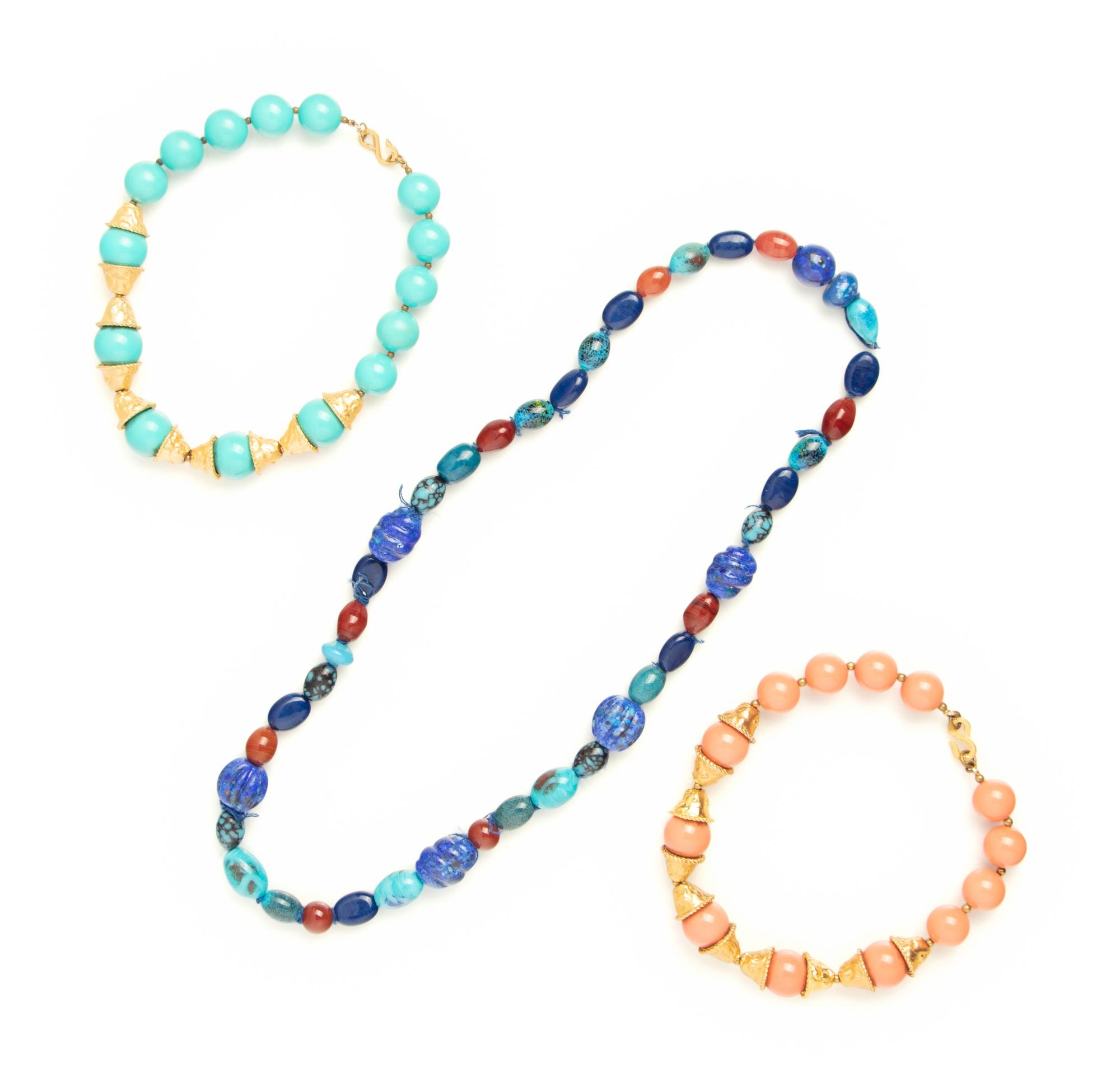 Two Necklaces Attributed to Grosse and Strand of Glass Beads Attributed to Christian Dior