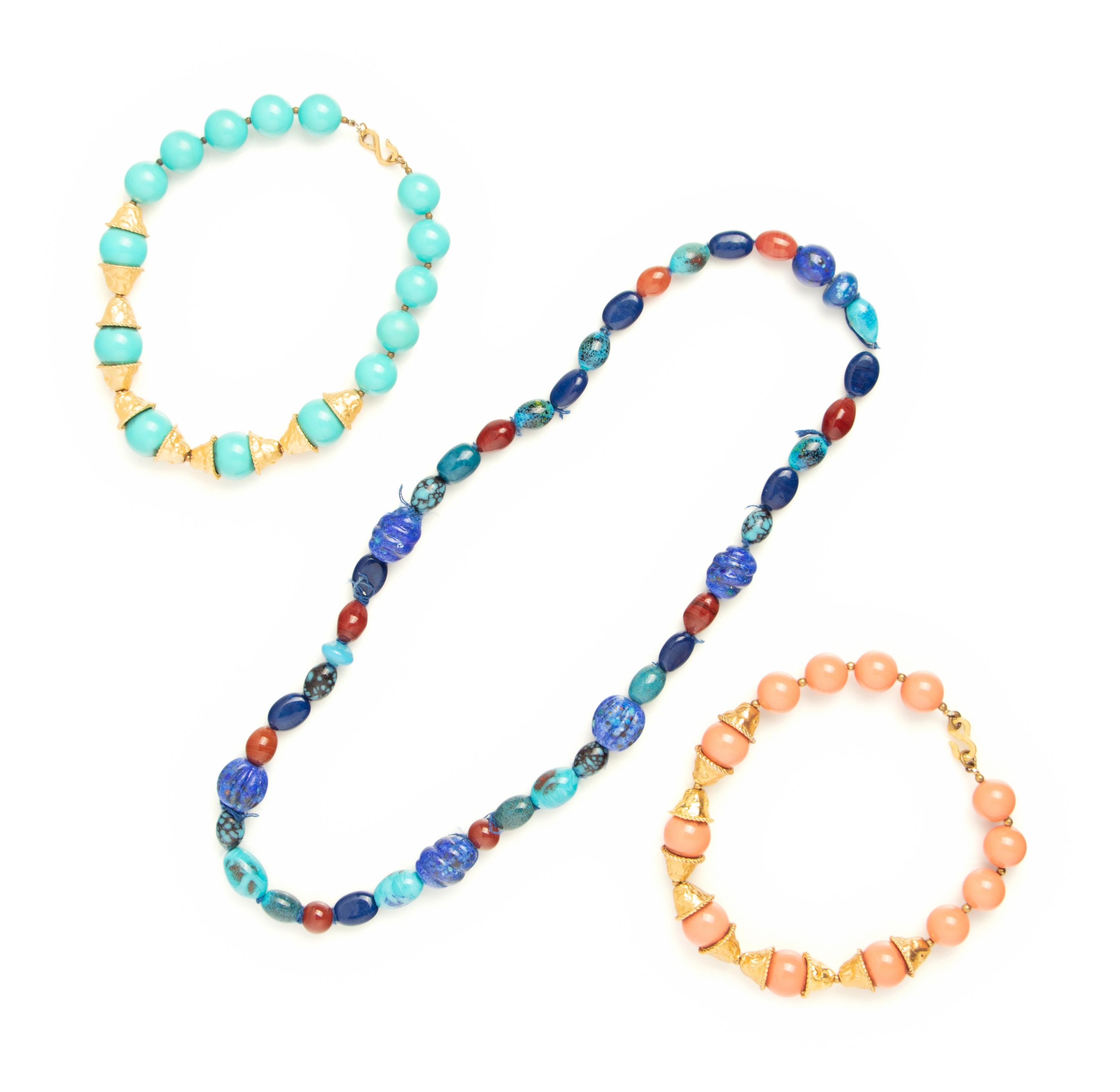 Two Necklaces Attributed to Grosse and Strand of Glass Beads Attributed to Christian Dior