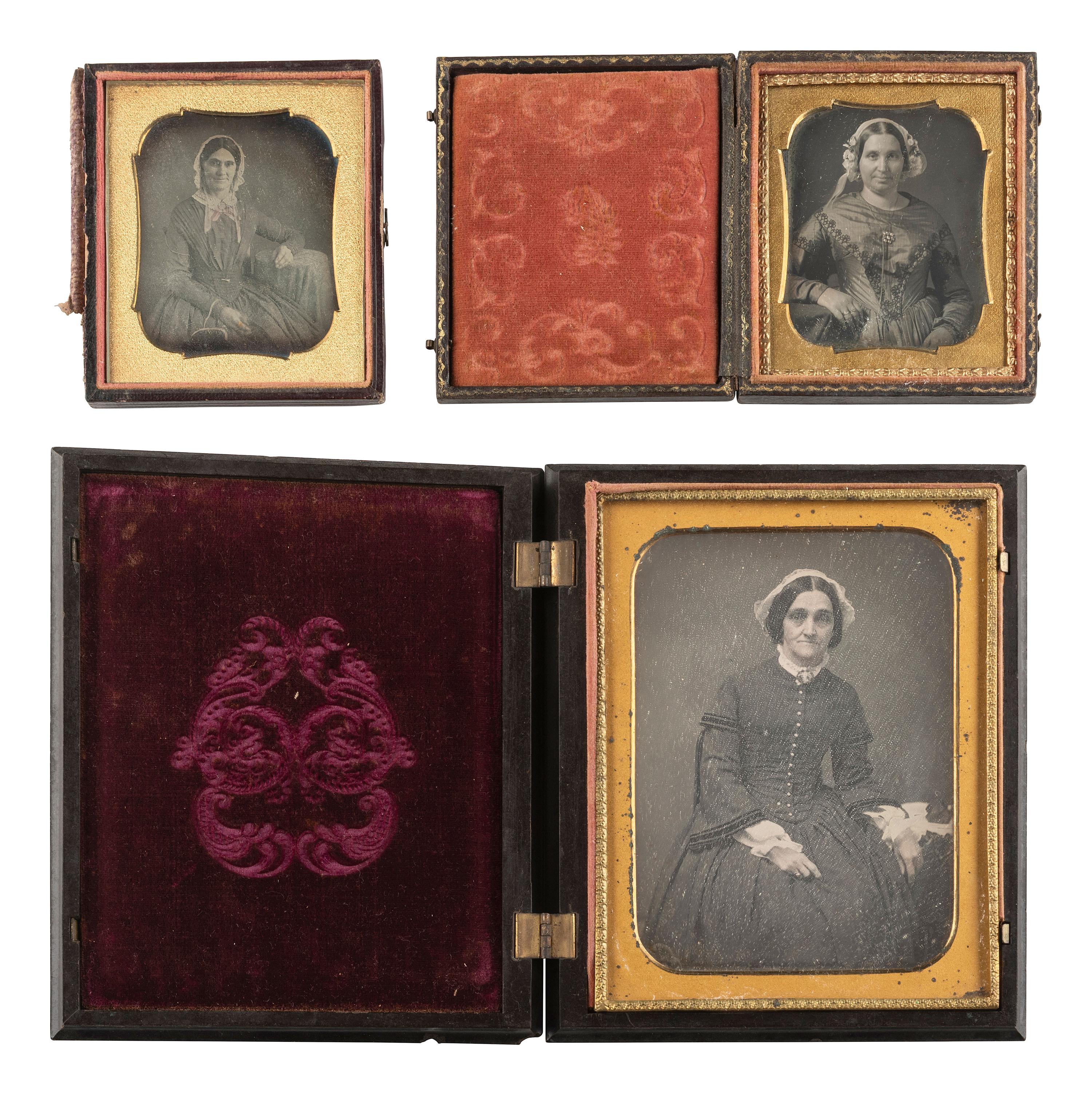 [EARLY PHOTOGRAPHY]. 26 daguerreotypes of women, incl. half plate example.