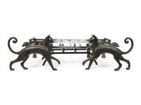 A Pair of Iron Cat Andirons after Armand Albert Rateau, by Atelier Moderne