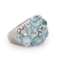 A & FURST, WHITE GOLD, DIAMOND, AND BLUE TOPAZ RING